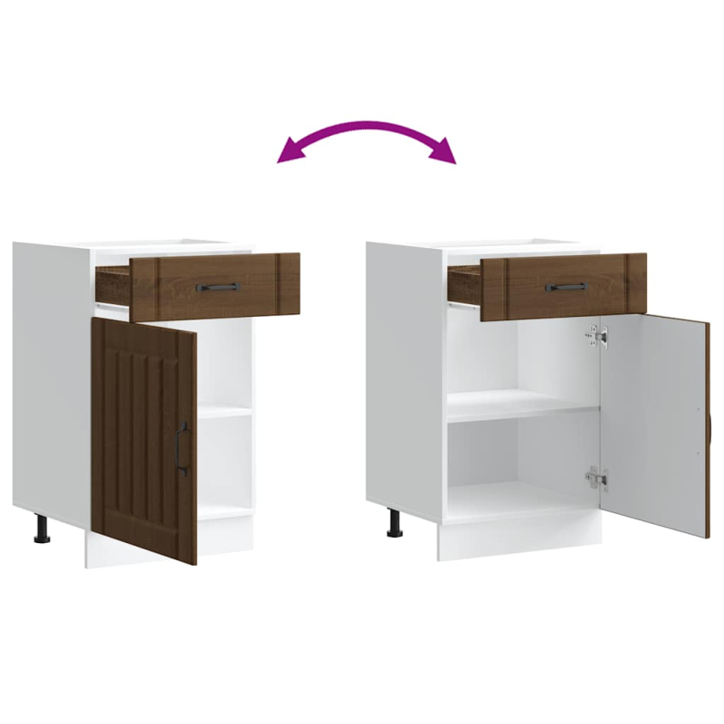 Küchen-Unterschrank Lucca Braun Eichen-Optik Holzwerkstoff