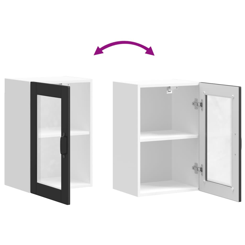 Küchen-Hängeschrank mit Glastür Porto Schwarz