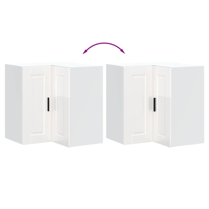 Küchen-Eckhängeschrank Porto Hochglanz-Weiß Holzwerkstoff