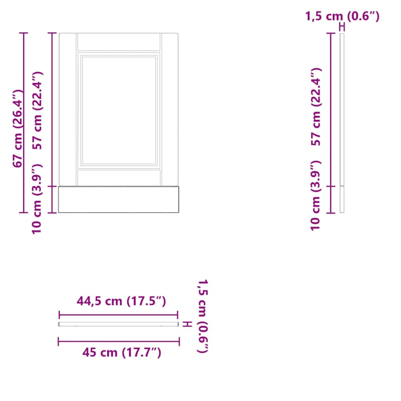 Geschirrspülerblende Porto Betongrau 45x1,5x67 cm Holzwerkstoff