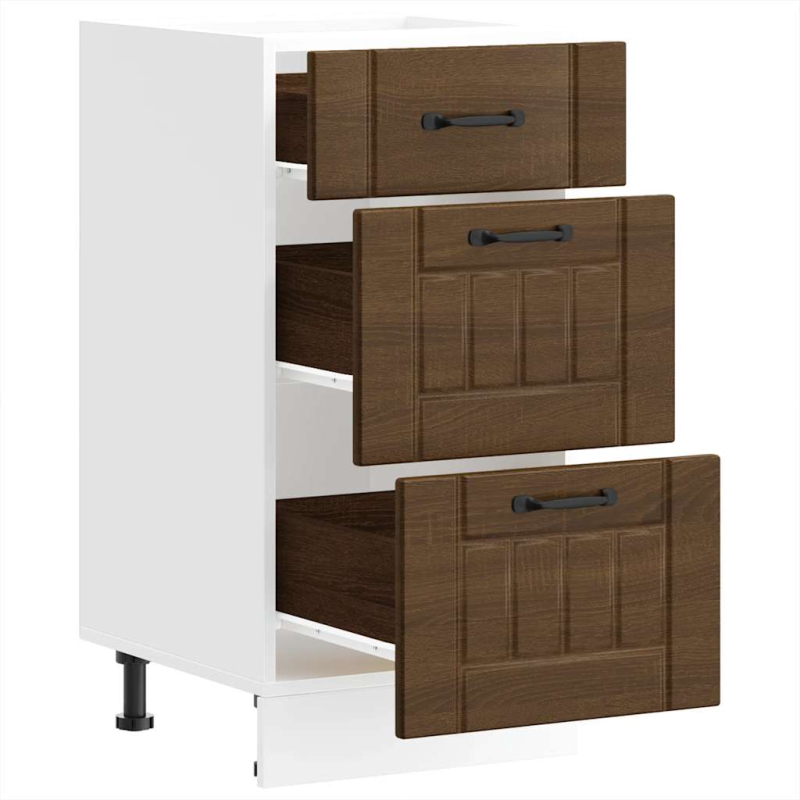 Küchen-Unterschrank Lucca Braun Eichen-Optik Holzwerkstoff