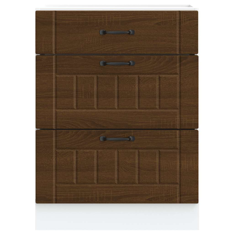 Küchen-Unterschrank Lucca Braun Eichen-Optik Holzwerkstoff