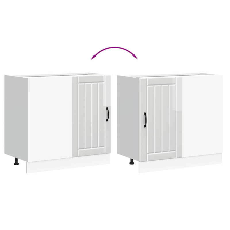 Spülenunterschrank Lucca Hochglanz-Weiß Holzwerkstoff