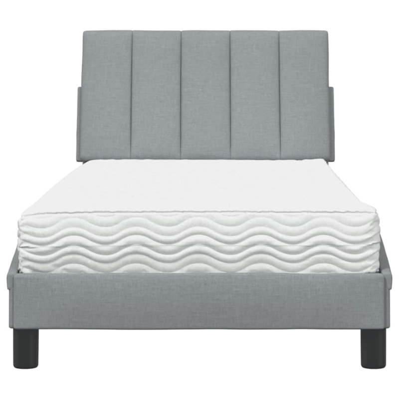 Bett mit Matratze Hellgrau 80x200 cm Stoff