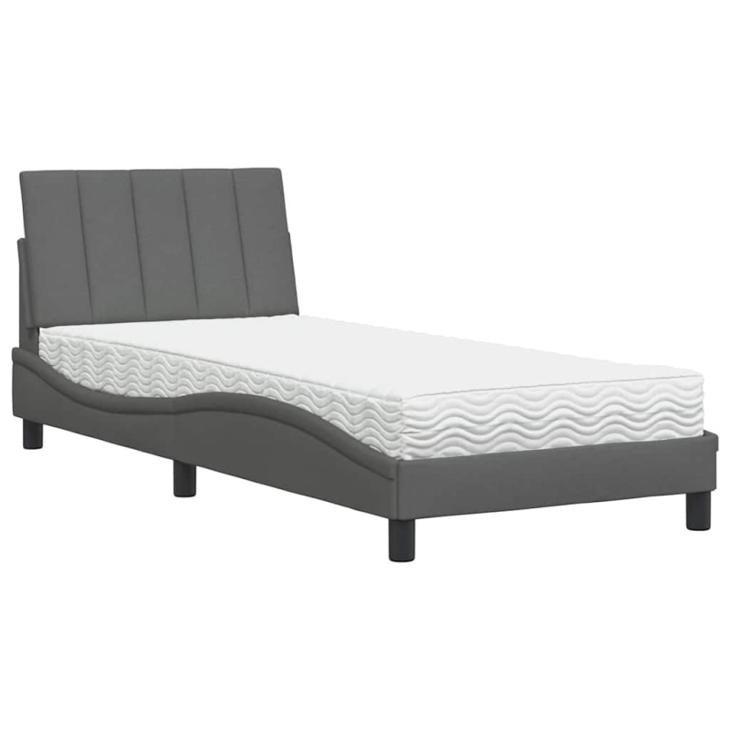 Bett mit Matratze Dunkelgrau 80x200 cm Stoff