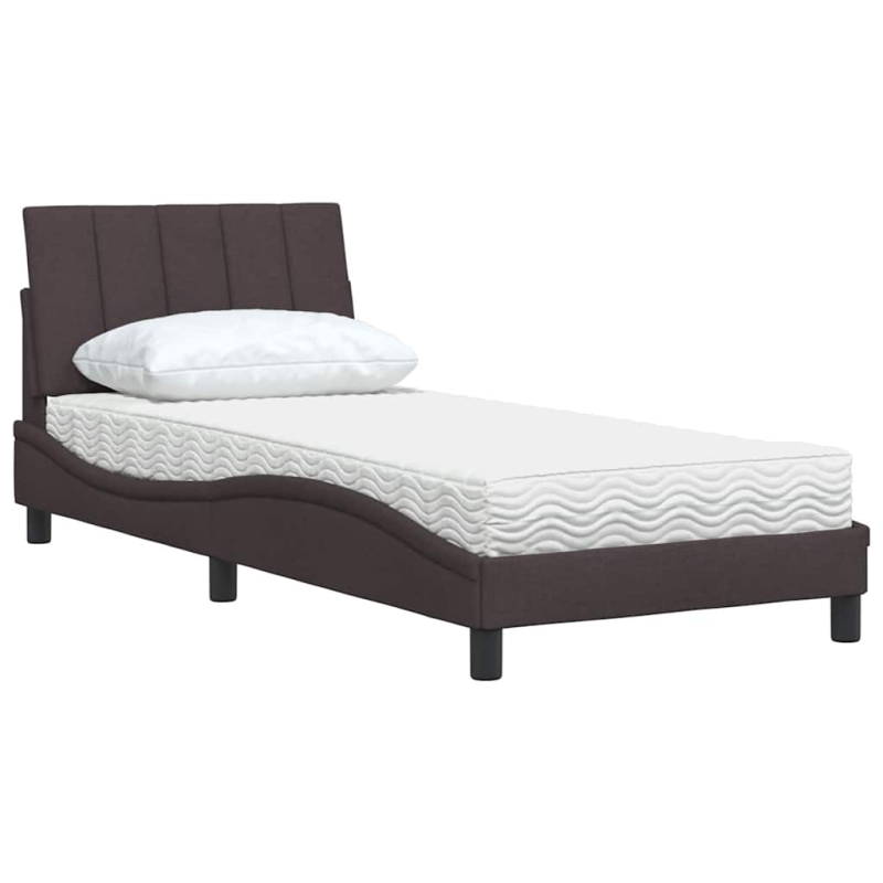 Bett mit Matratze Dunkelbraun 80x200 cm Stoff