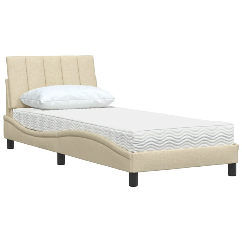 Bett mit Matratze Creme 80x200 cm Stoff