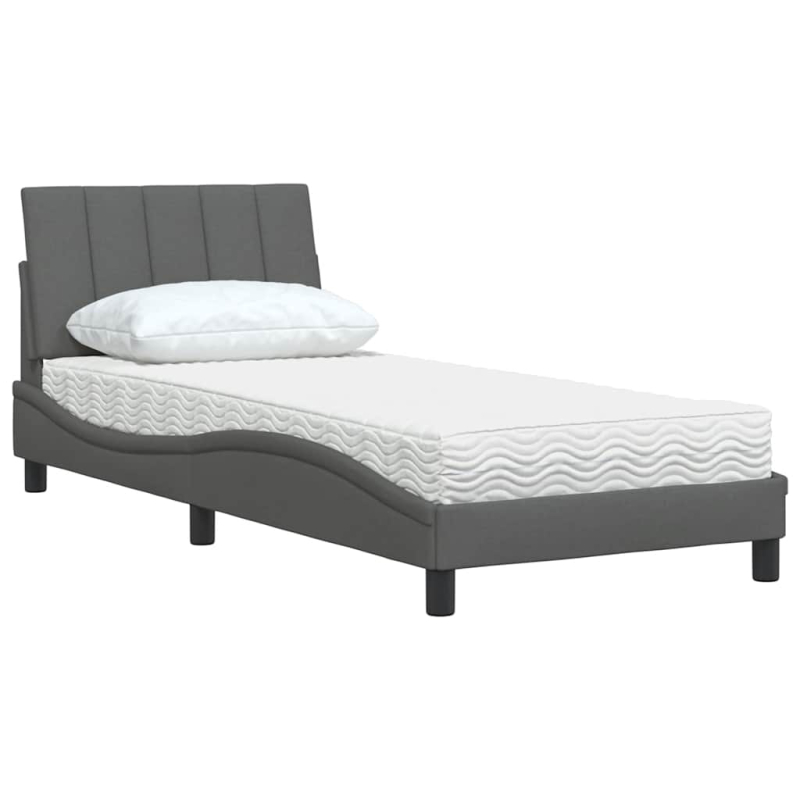 Bett mit Matratze Dunkelgrau 90x190 cm Stoff