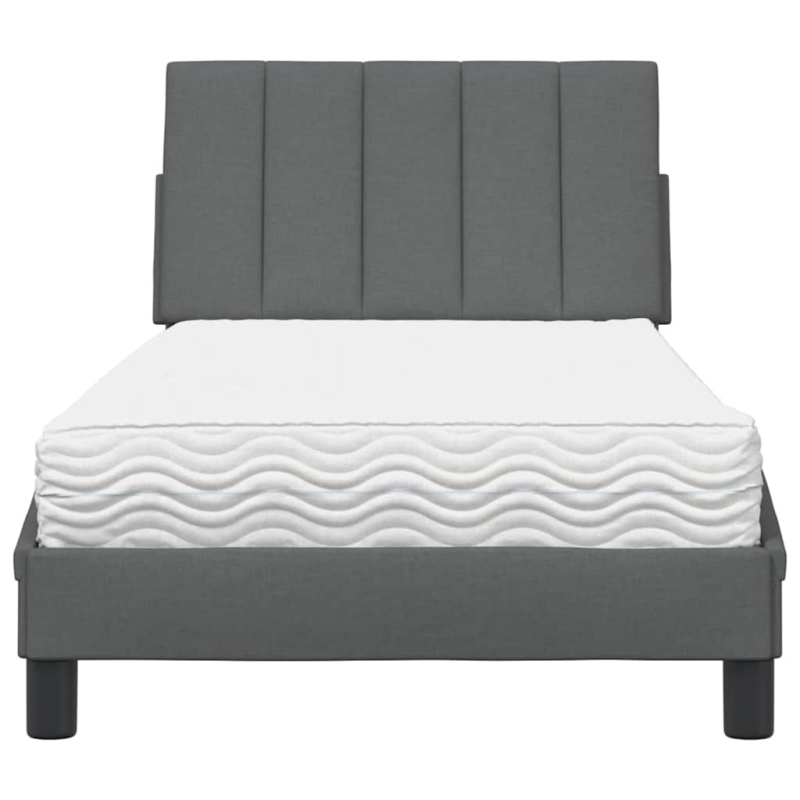 Bett mit Matratze Dunkelgrau 90x190 cm Stoff