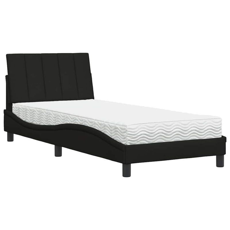 Bett mit Matratze Schwarz 90x190 cm Stoff