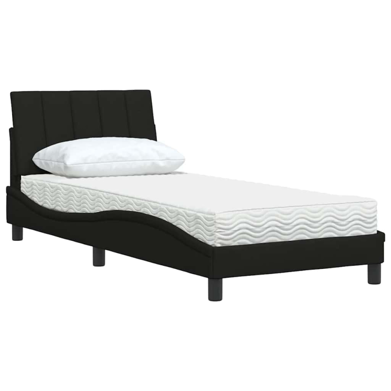 Bett mit Matratze Schwarz 90x190 cm Stoff