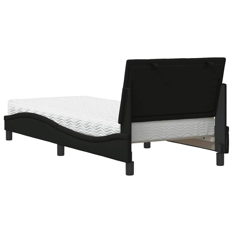 Bett mit Matratze Schwarz 90x190 cm Stoff