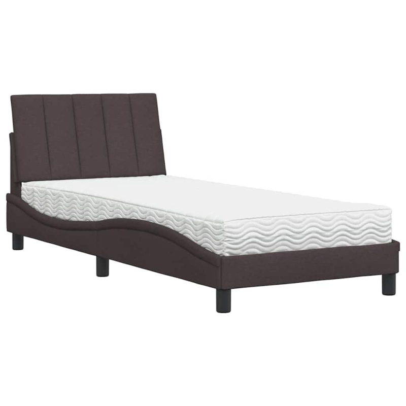 Bett mit Matratze Dunkelbraun 90x190 cm Stoff