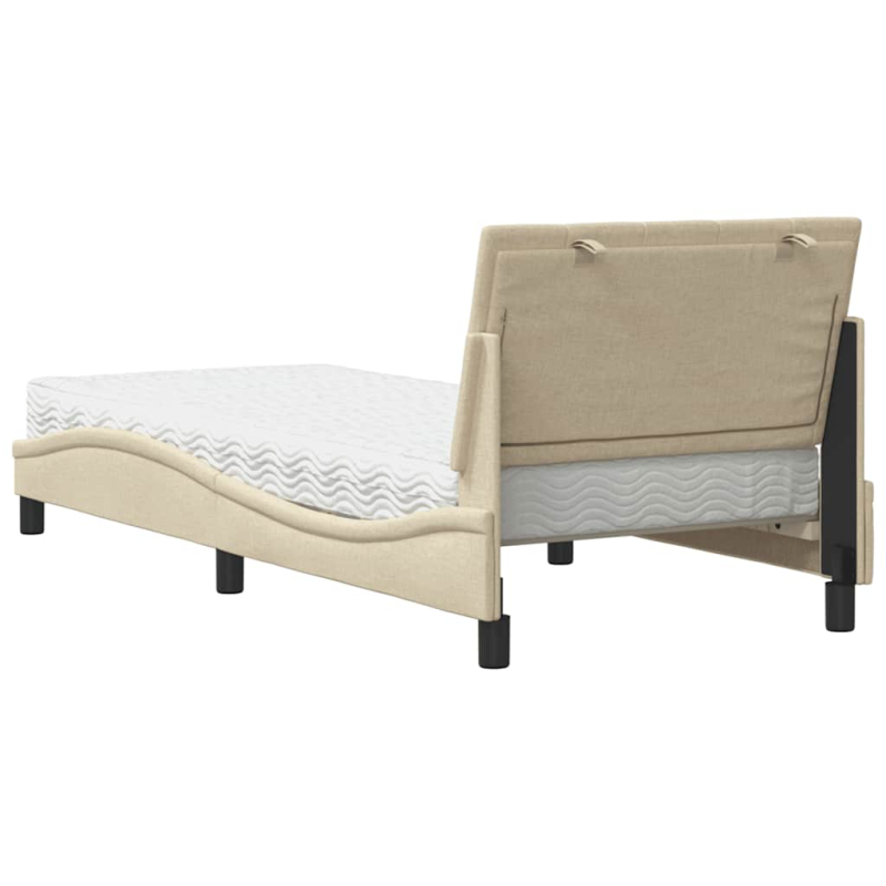 Bett mit Matratze Creme 90x190 cm Stoff