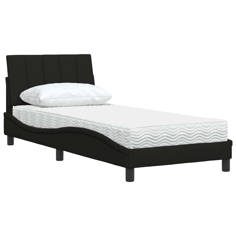 Bett mit Matratze Schwarz 90x200 cm Stoff