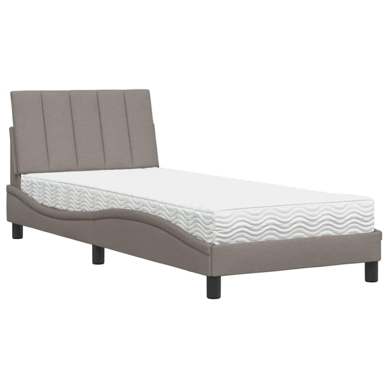 Bett mit Matratze Taupe 90x200 cm Stoff