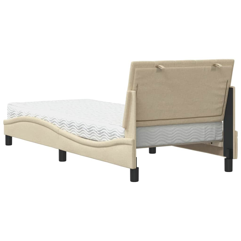 Bett mit Matratze Creme 90x200 cm Stoff