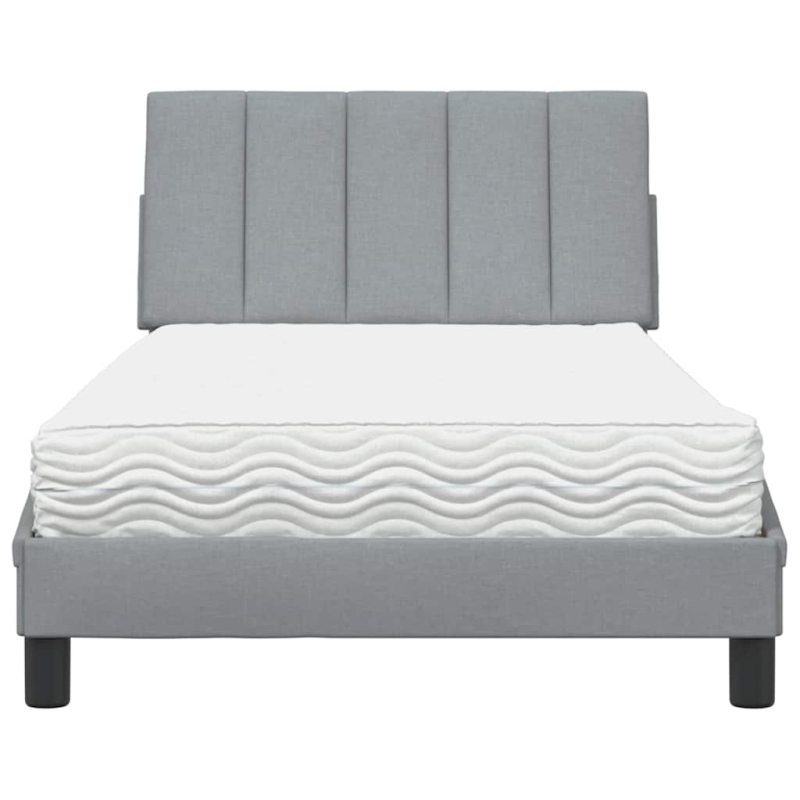 Bett mit Matratze Hellgrau 100x200 cm Stoff