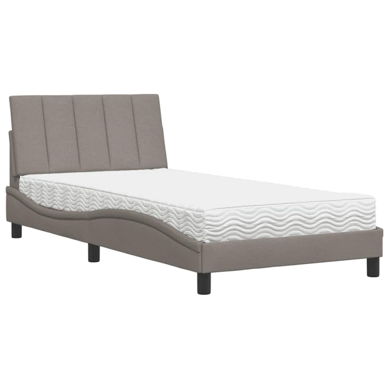 Bett mit Matratze Taupe 100x200 cm Stoff