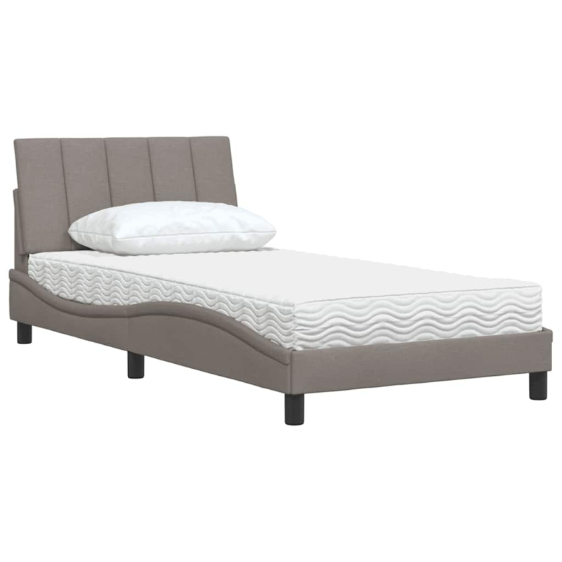 Bett mit Matratze Taupe 100x200 cm Stoff