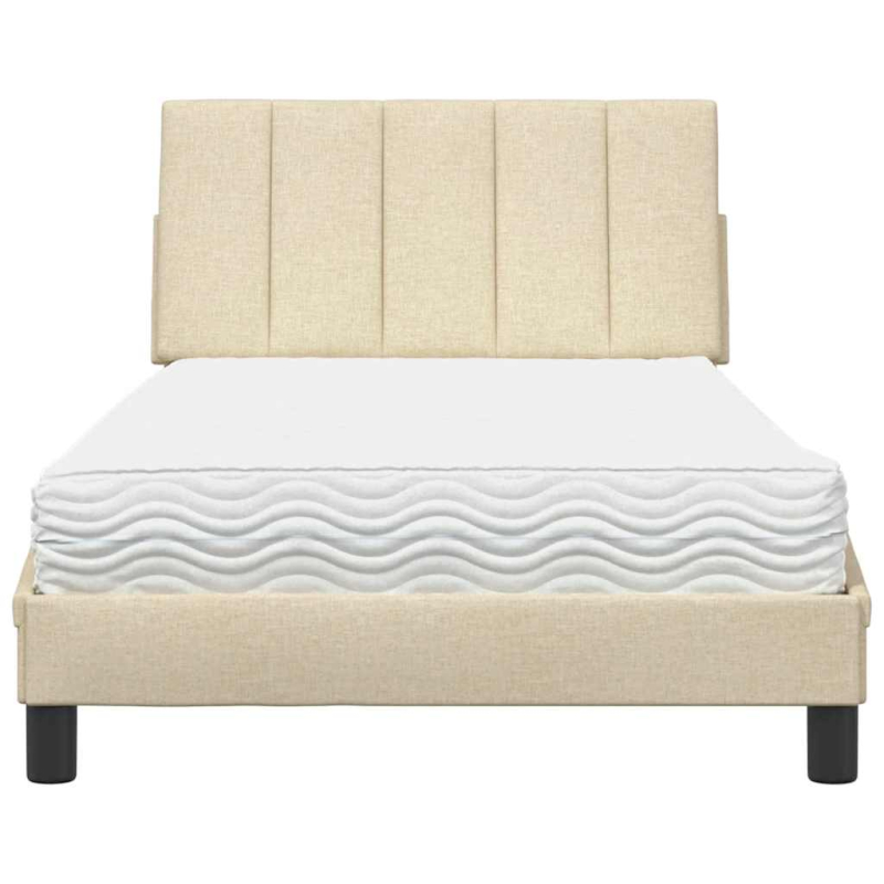 Bett mit Matratze Creme 100x200 cm Stoff