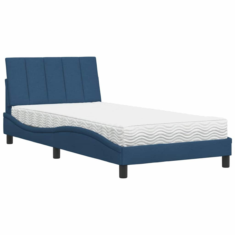 Bett mit Matratze Blau 100x200 cm Stoff