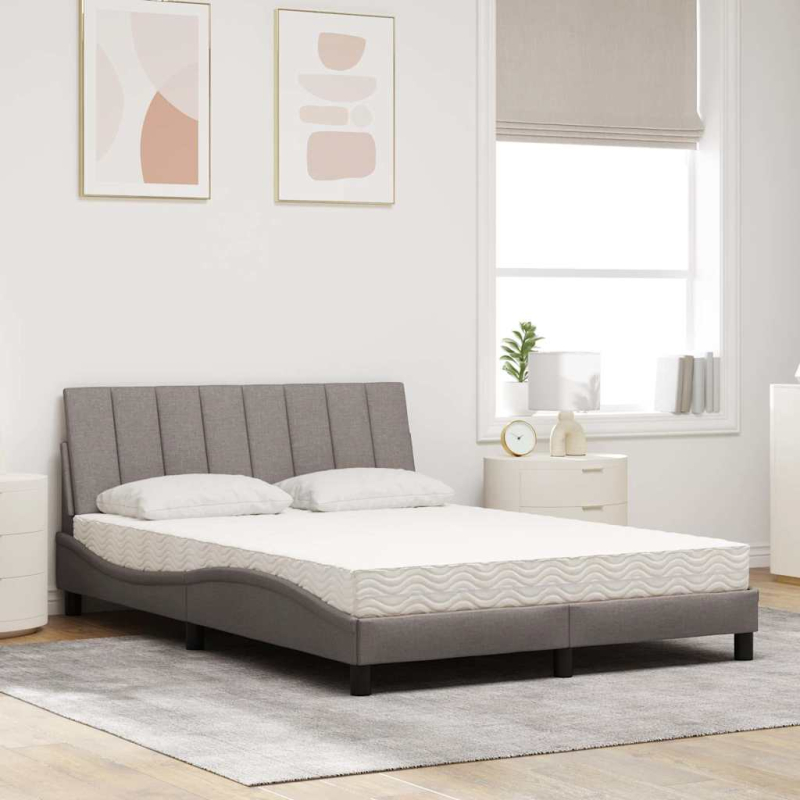 Bett mit Matratze Taupe 120x200 cm Stoff