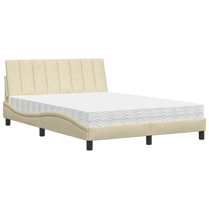 Bett mit Matratze Creme 120x200 cm Stoff