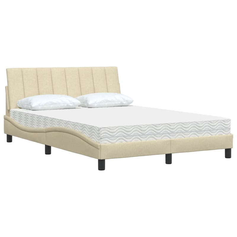 Bett mit Matratze Creme 120x200 cm Stoff