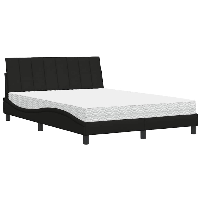 Bett mit Matratze Schwarz 140x190 cm Stoff