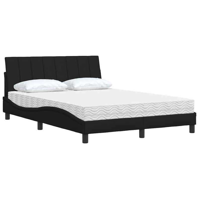 Bett mit Matratze Schwarz 140x190 cm Stoff