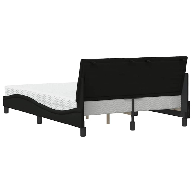 Bett mit Matratze Schwarz 140x190 cm Stoff