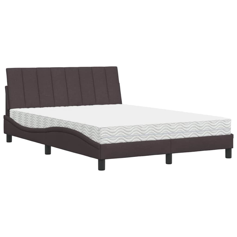 Bett mit Matratze Dunkelbraun 140x190 cm Stoff