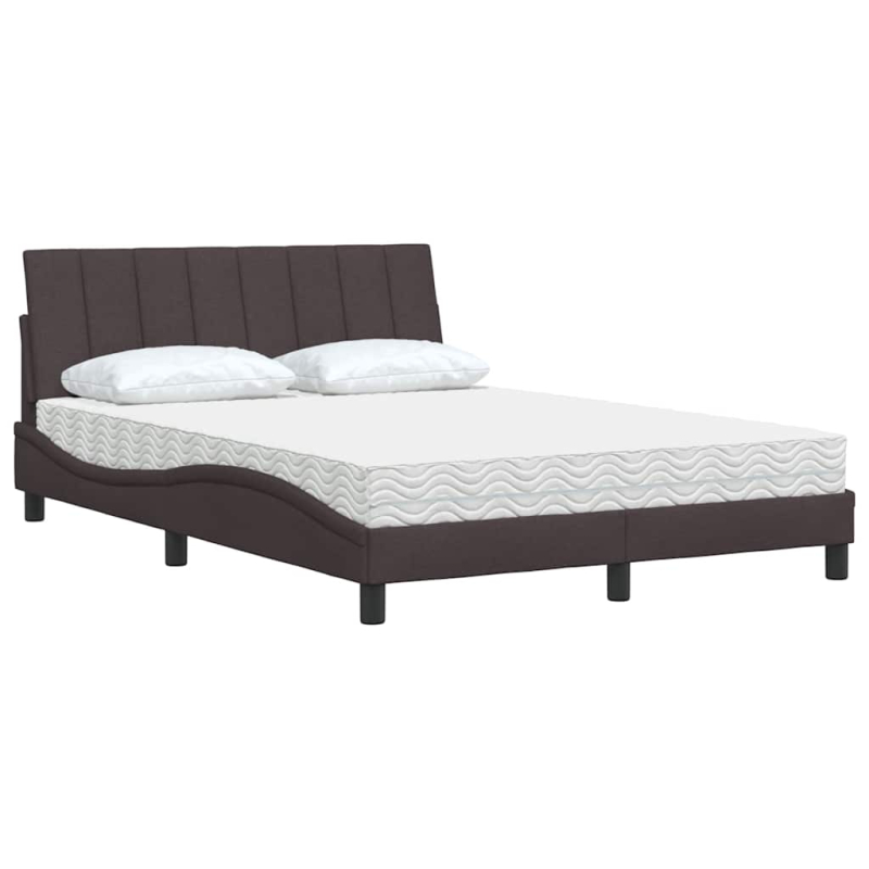 Bett mit Matratze Dunkelbraun 140x190 cm Stoff