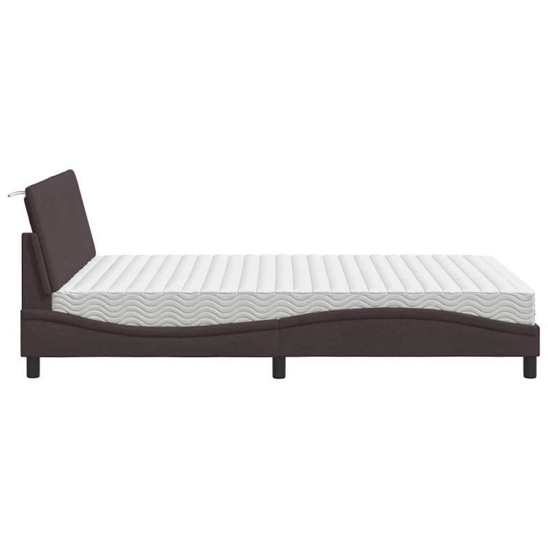 Bett mit Matratze Dunkelbraun 140x190 cm Stoff