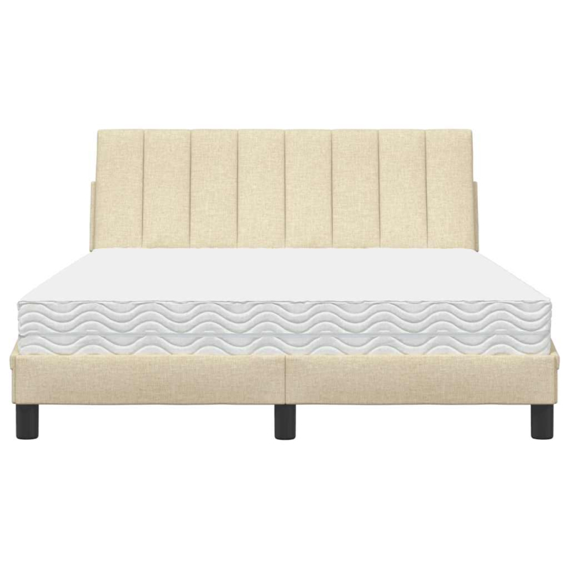Bett mit Matratze Creme 140x190 cm Stoff
