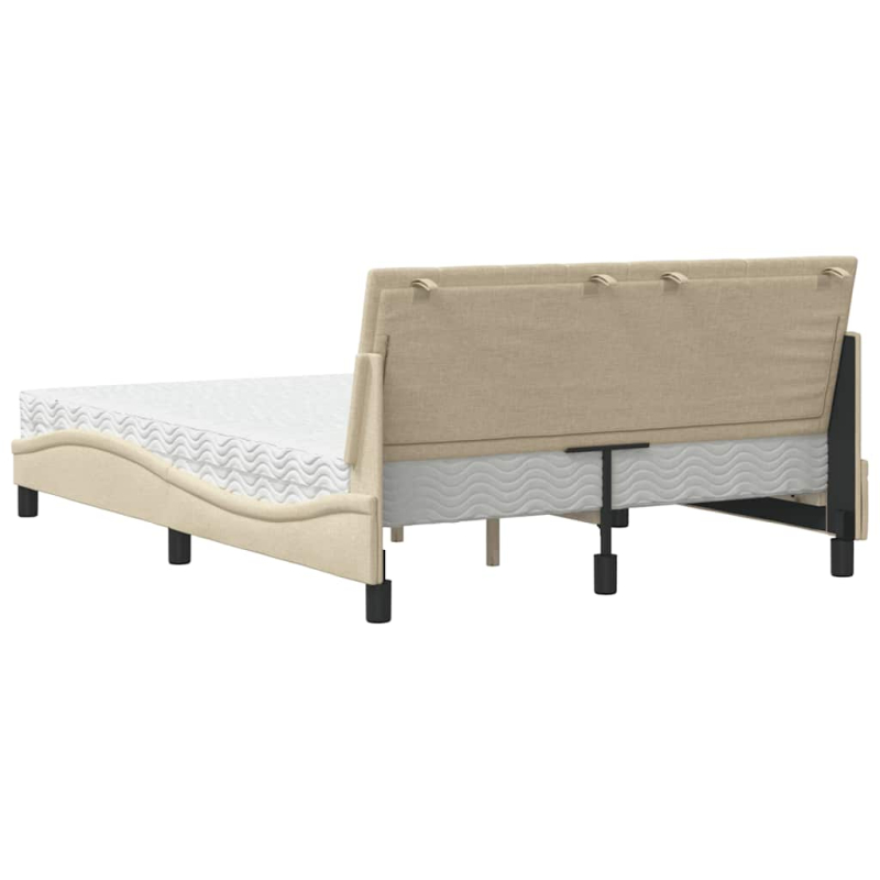 Bett mit Matratze Creme 140x190 cm Stoff