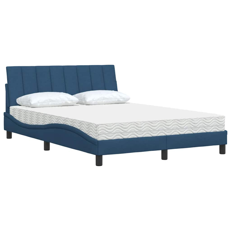 Bett mit Matratze Blau 140x190 cm Stoff