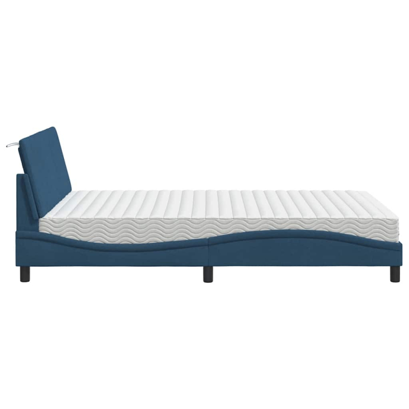 Bett mit Matratze Blau 140x190 cm Stoff
