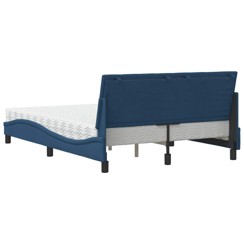 Bett mit Matratze Blau 140x190 cm Stoff