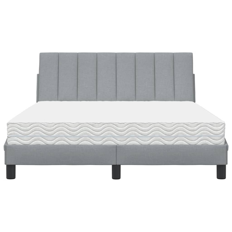 Bett mit Matratze Hellgrau 140x200 cm Stoff