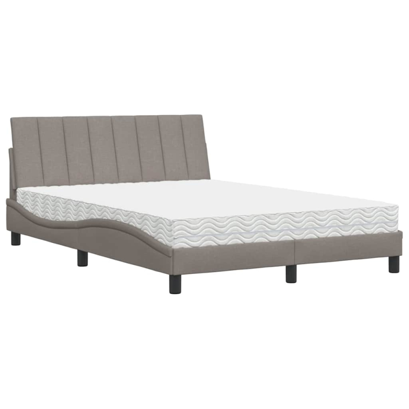 Bett mit Matratze Taupe 140x200 cm Stoff