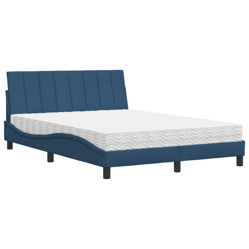 Bett mit Matratze Blau 140x200 cm Stoff