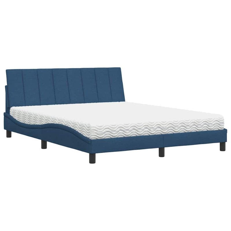 Bett mit Matratze Blau 160x200 cm Stoff