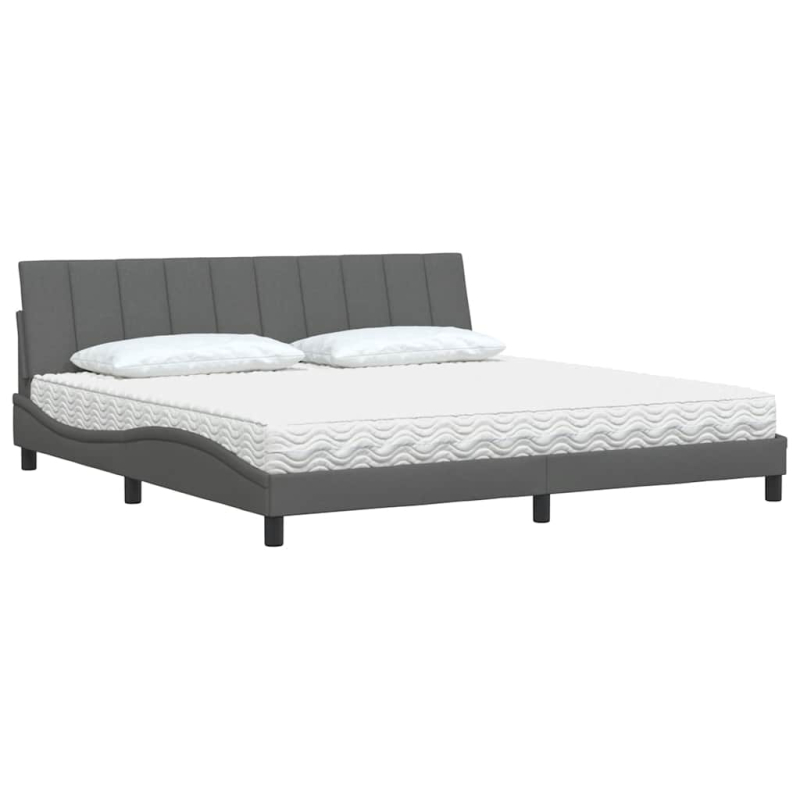 Bett mit Matratze Dunkelgrau 200x200 cm Stoff