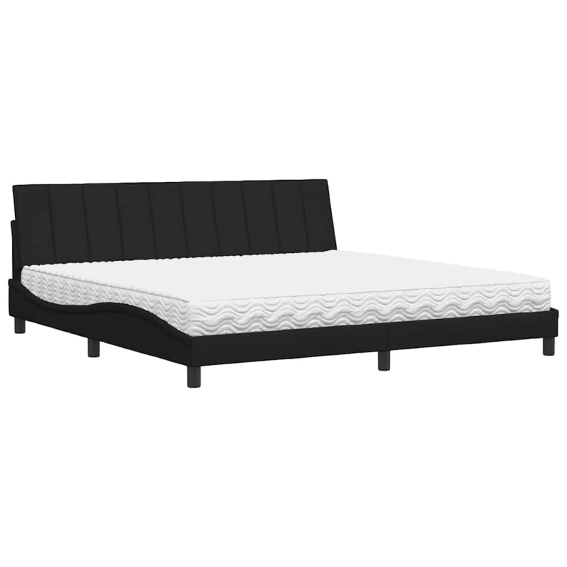 Bett mit Matratze Schwarz 200x200 cm Stoff