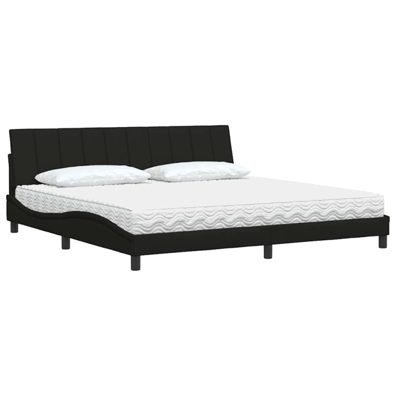 Bett mit Matratze Schwarz 200x200 cm Stoff