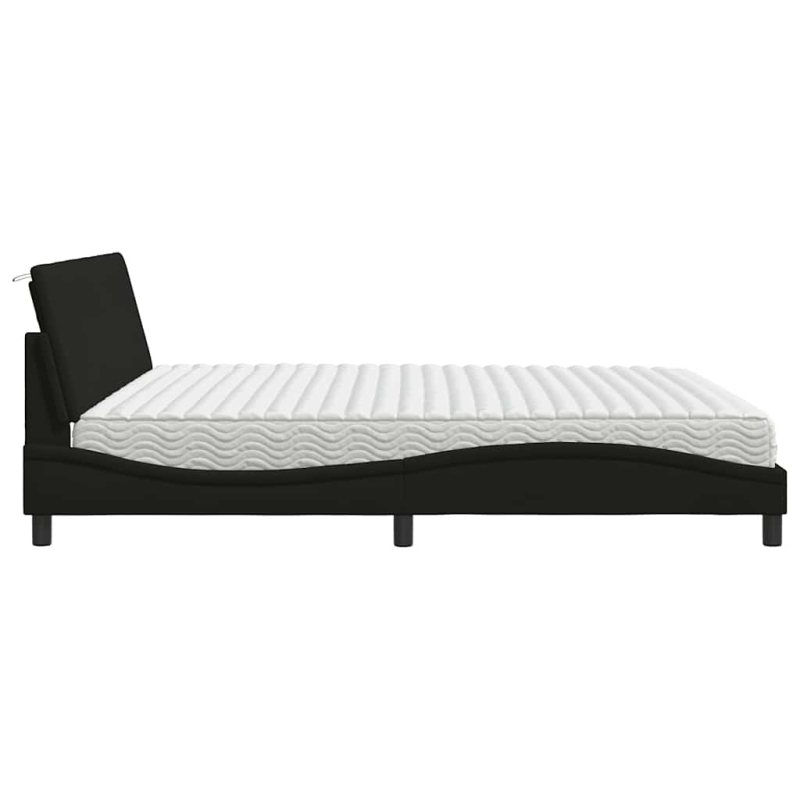 Bett mit Matratze Schwarz 200x200 cm Stoff