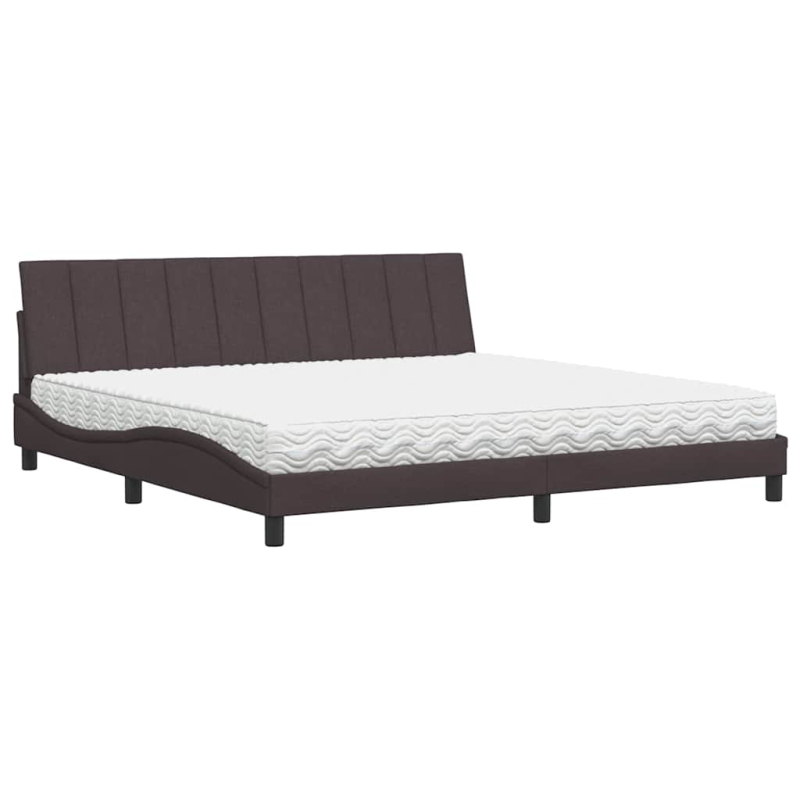 Bett mit Matratze Dunkelbraun 200x200 cm Stoff