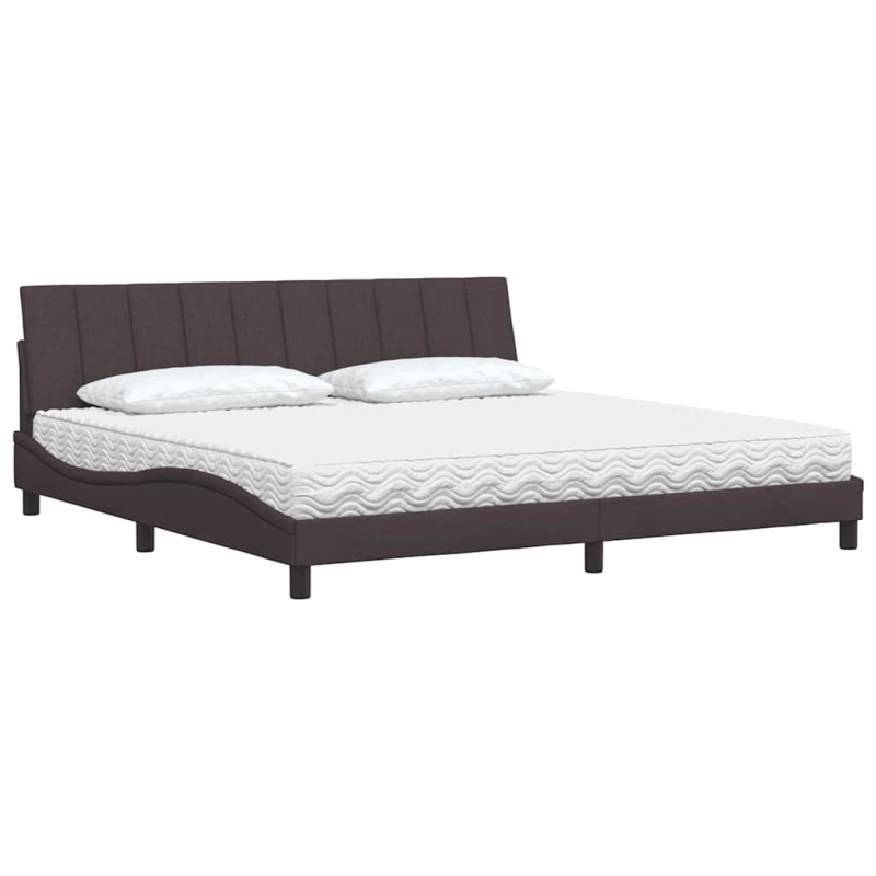 Bett mit Matratze Dunkelbraun 200x200 cm Stoff